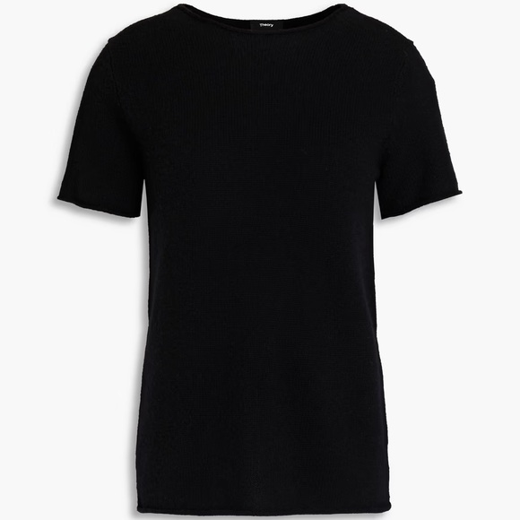 Theory Tollefree Black Soft Cashmere Short Sleeve Crew Neck Sweater - Picture 1 of 6